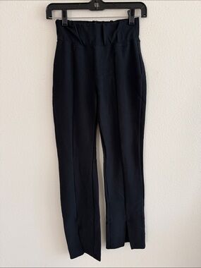 Abercrombie & Fitch Ponte Front Split Hem Flare Black Pants